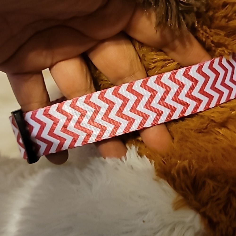 DOG COLLAR PINK AND WHITE L/XL - Picture 3 of 5